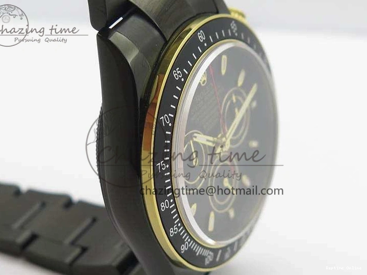 0415 Modern Daytona Kravitz YG DLC BP Maker Best Edition Black Dial On DLC Bracelet A4130 (Free Leather Strap) 3572